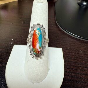 Turquoise Sterling Silver Ring with Native American Design